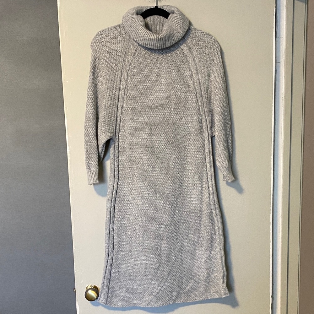Tristan Light Gray Cowl Neck Sweater Dress